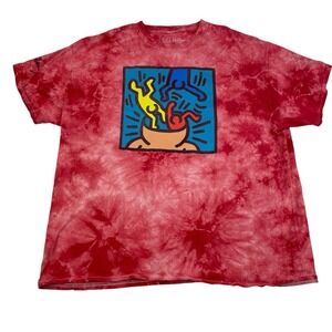 Keith Haring Tie-Dye "Goodie Two Sleeves" Graphic Tee Size Large Vintage Style